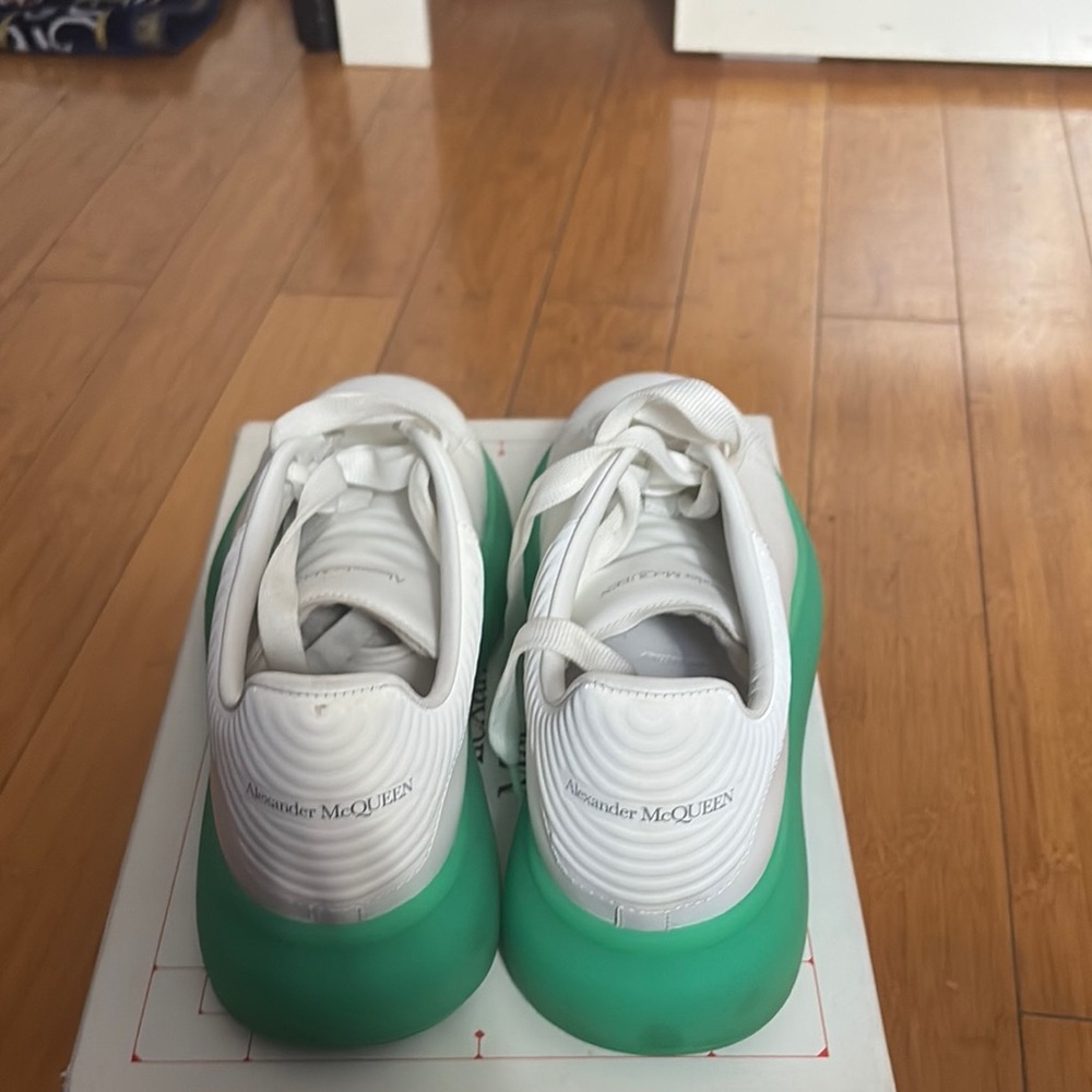 Alexander McQueen White Sneakers with Green Soles